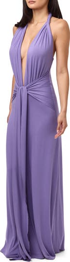 Plunge Halter Maxi Dress
