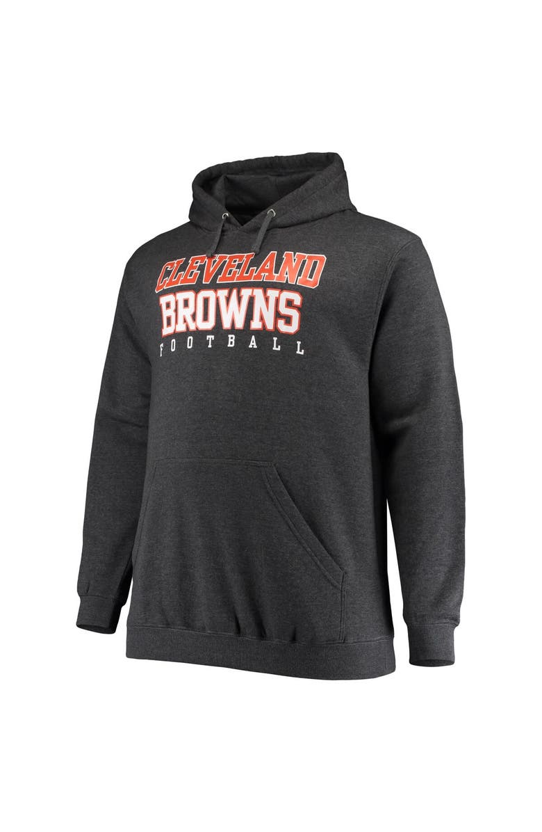 FANATICS Men's Fanatics Branded Heathered Charcoal Cleveland Browns Big & Tall Practice Pullover Hoodie, Alternate, color, 