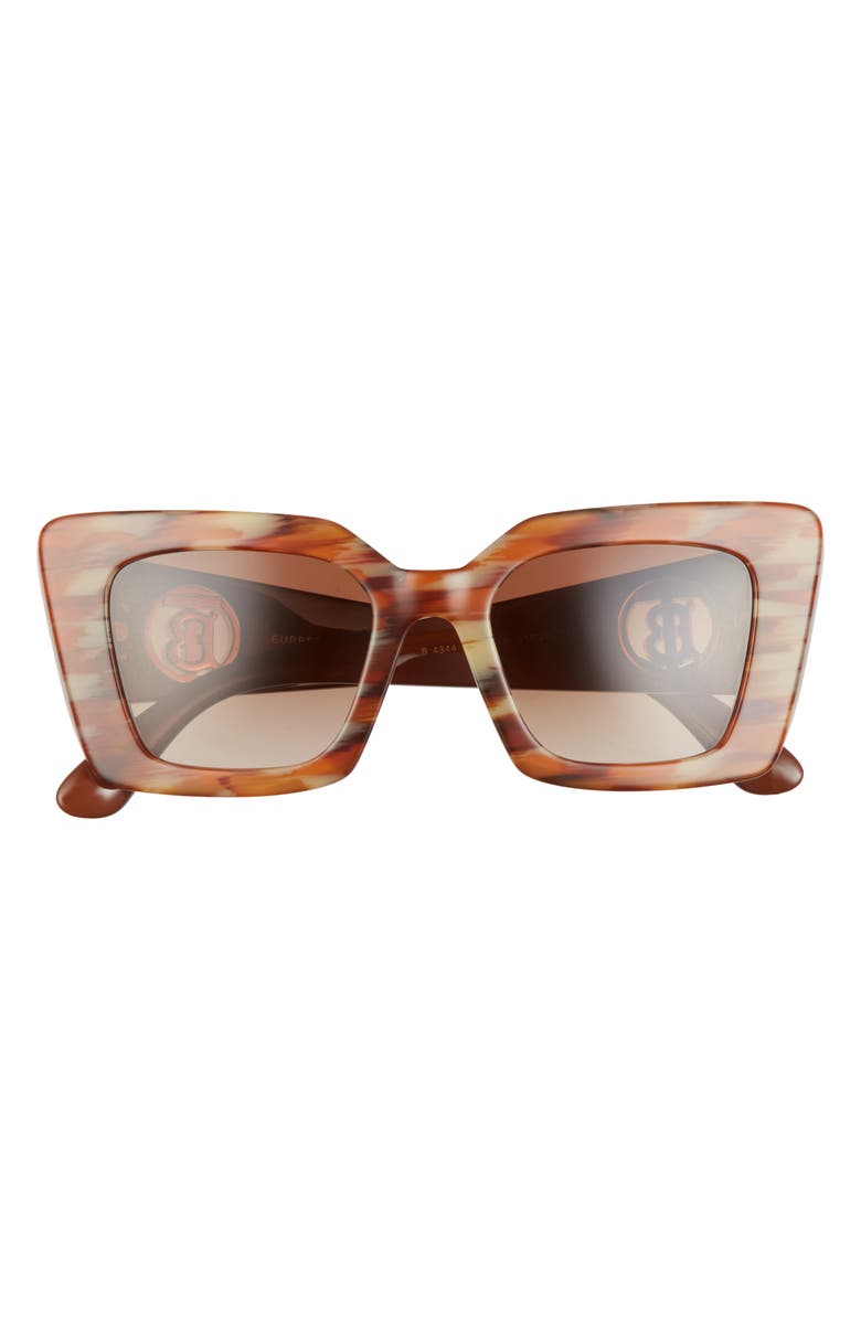 Burberry 51mm Square Sunglasses, Main, color, Spotted Brown/ Gradient Brown
