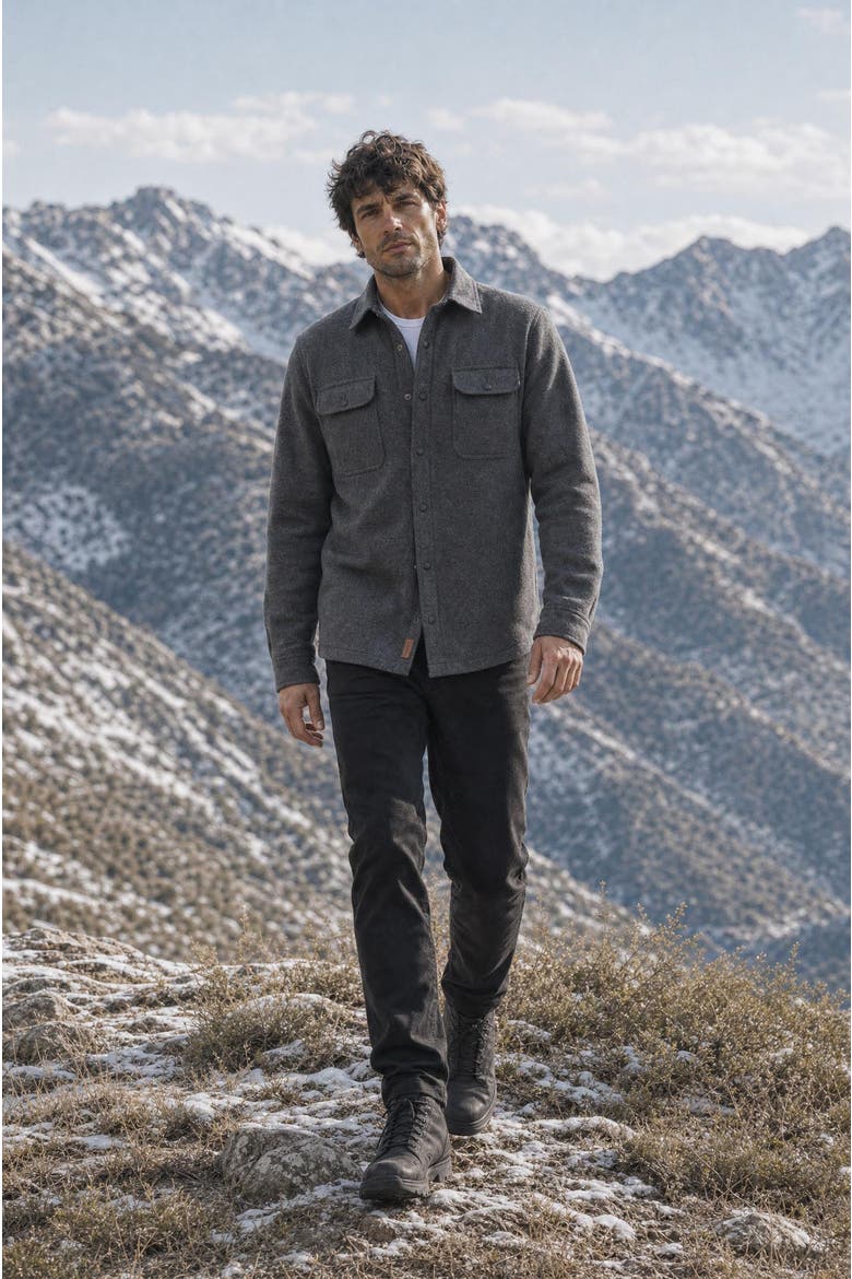 Park City Vegan Wool Shirt Jacket, Alternate, color, Charcoal
