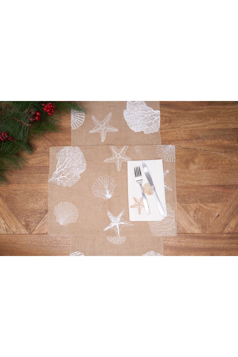 Sandy Coast Starfish Coral Shells Placemats Set of 6 Beach Coastal, 14" x 20", Alternate, color, Brown