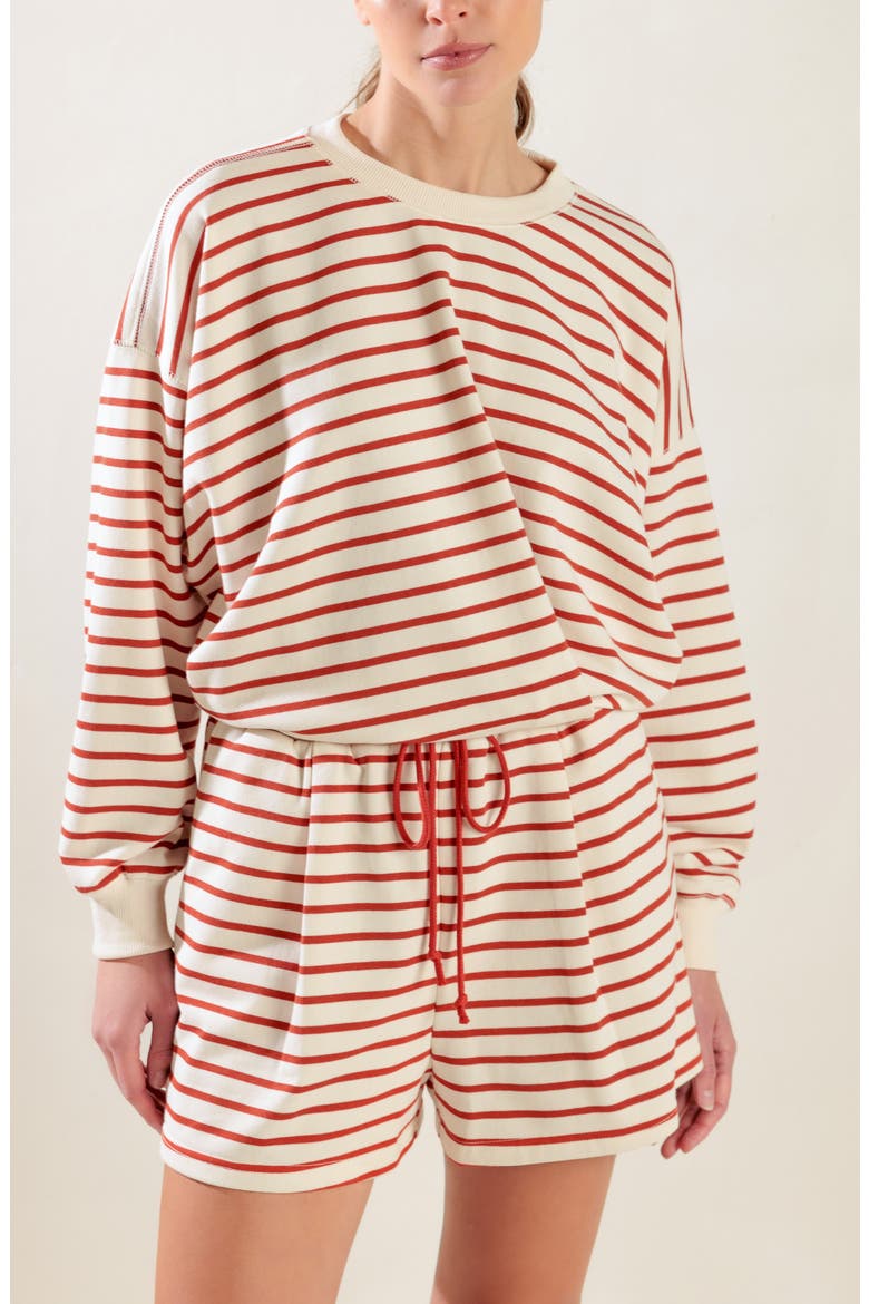Striped Knit Shorts, Alternate, color, CREAM/ PUMPKIN