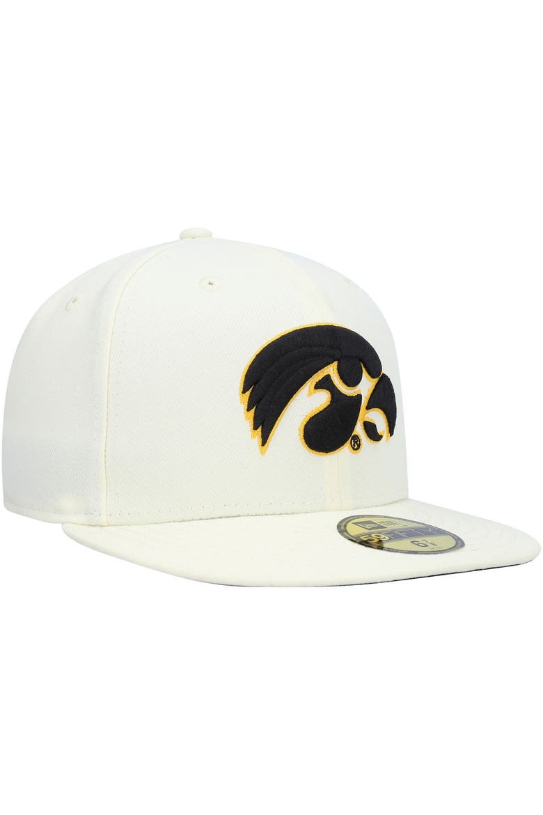 Men's New Era White Iowa Hawkeyes Chrome Color Dim 59FIFTY Fitted Hat, Alternate, color, White