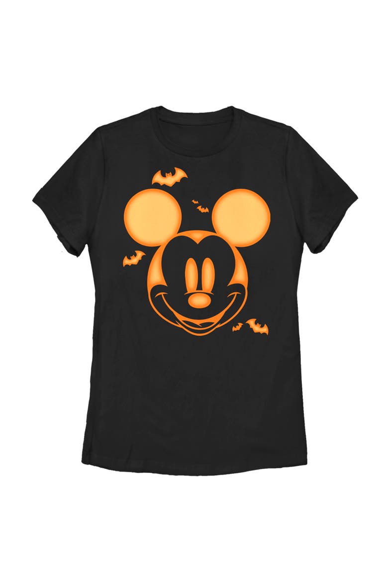Women's Mickey & Friends Halloween Pumpkin Face T-Shirt, Main, color, Black