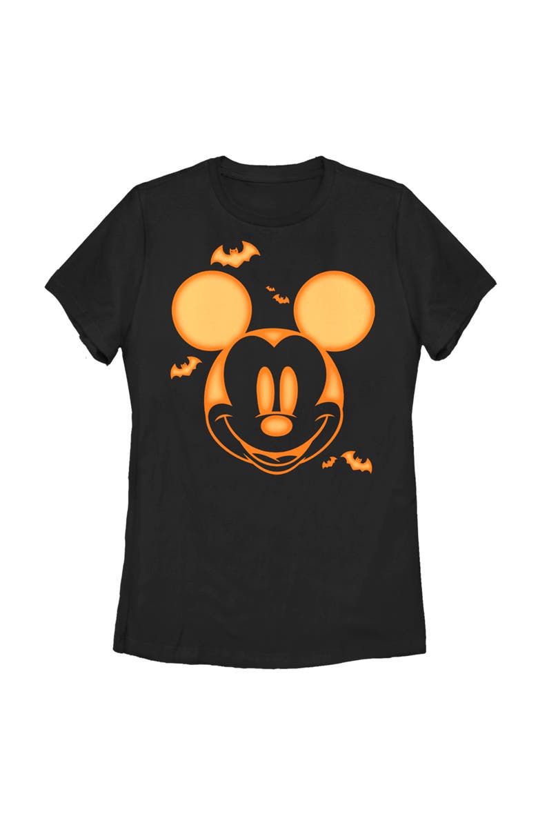 Mickey & Friends Women's Mickey & Friends Halloween Pumpkin Face Graphic T-Shirt, Main, color, Black
