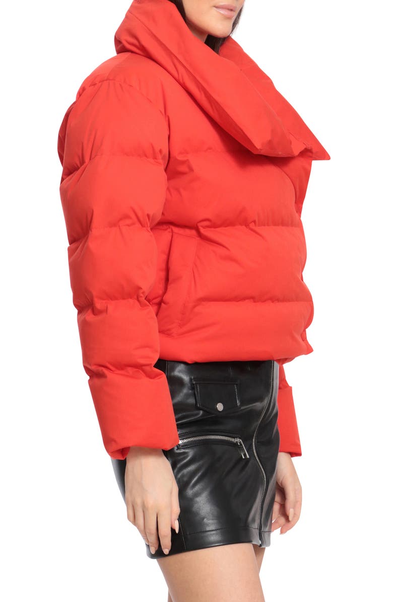 Avec Les Filles Envelope Collar Water Resistant Duvet Puffer Coat, Alternate, color, Scarlet