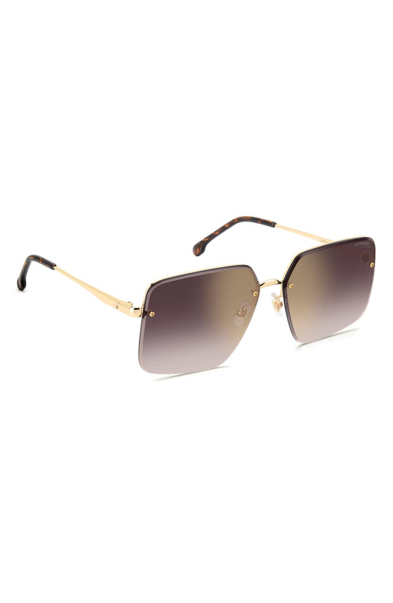 Carrera Eyewear 61mm Rimless Rectangular Sunglasses, Alternate, color, Gold/ Gold Havana
