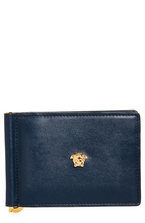 Medusa Money Clip Leather Bifold Wallet