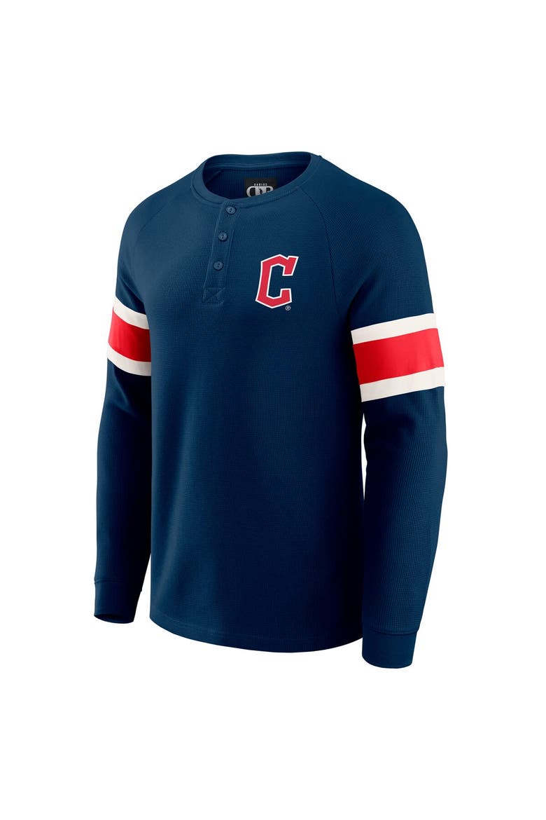 Men's Darius Rucker Collection by Fanatics Navy Cleveland Guardians Waffle-Knit Raglan Long Sleeve Henley T-Shirt, Alternate, color, Navy