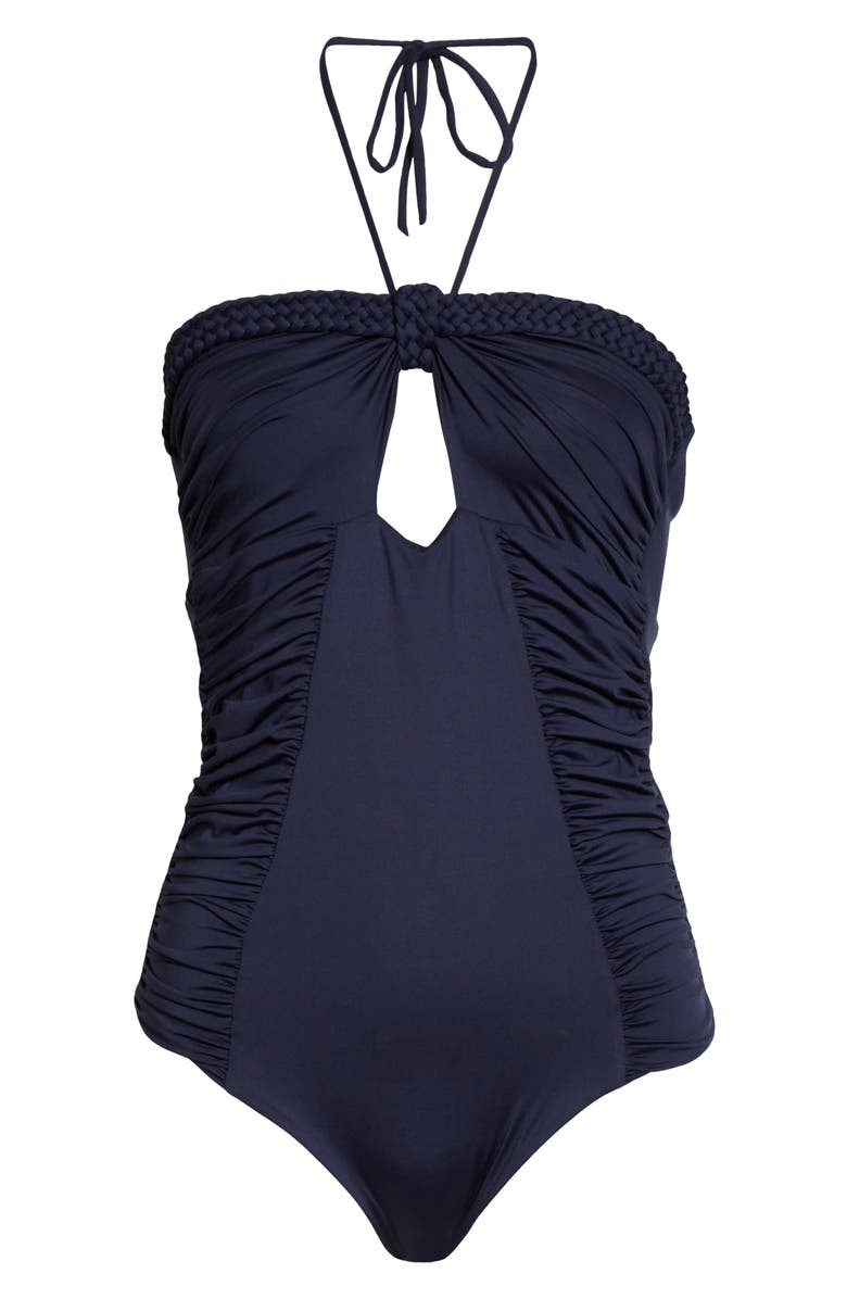 Johanna Ortiz Ruched Halter One-Piece Swimsuit, Alternate, color, 