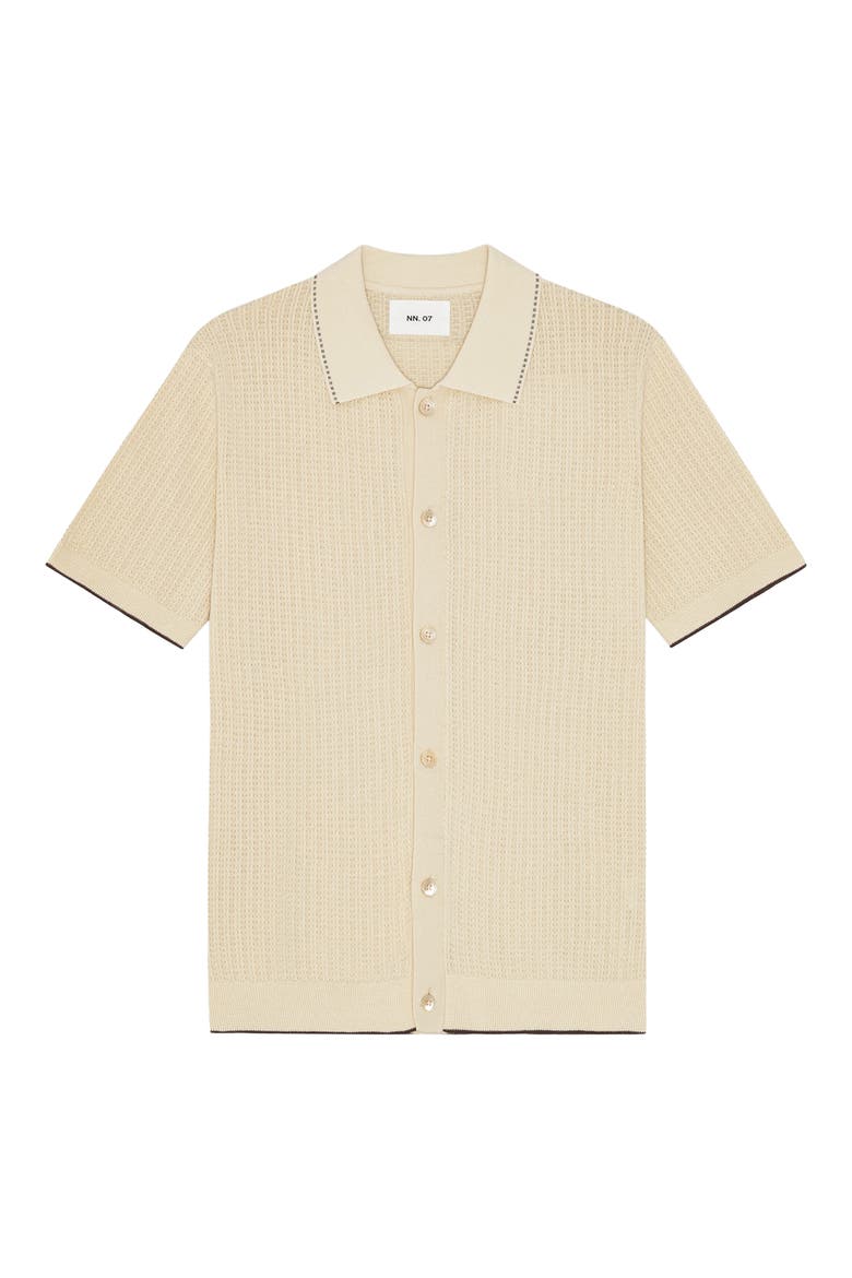 Nalo 60039 Tipped Polo Cardigan, Main, color, IVORY