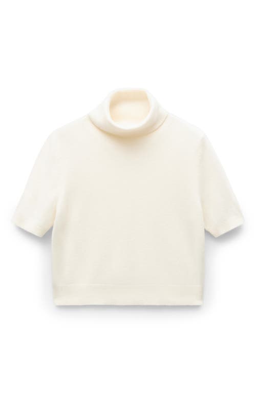 Mango Turtleneck Crop Cashmere Sweater In Neutral