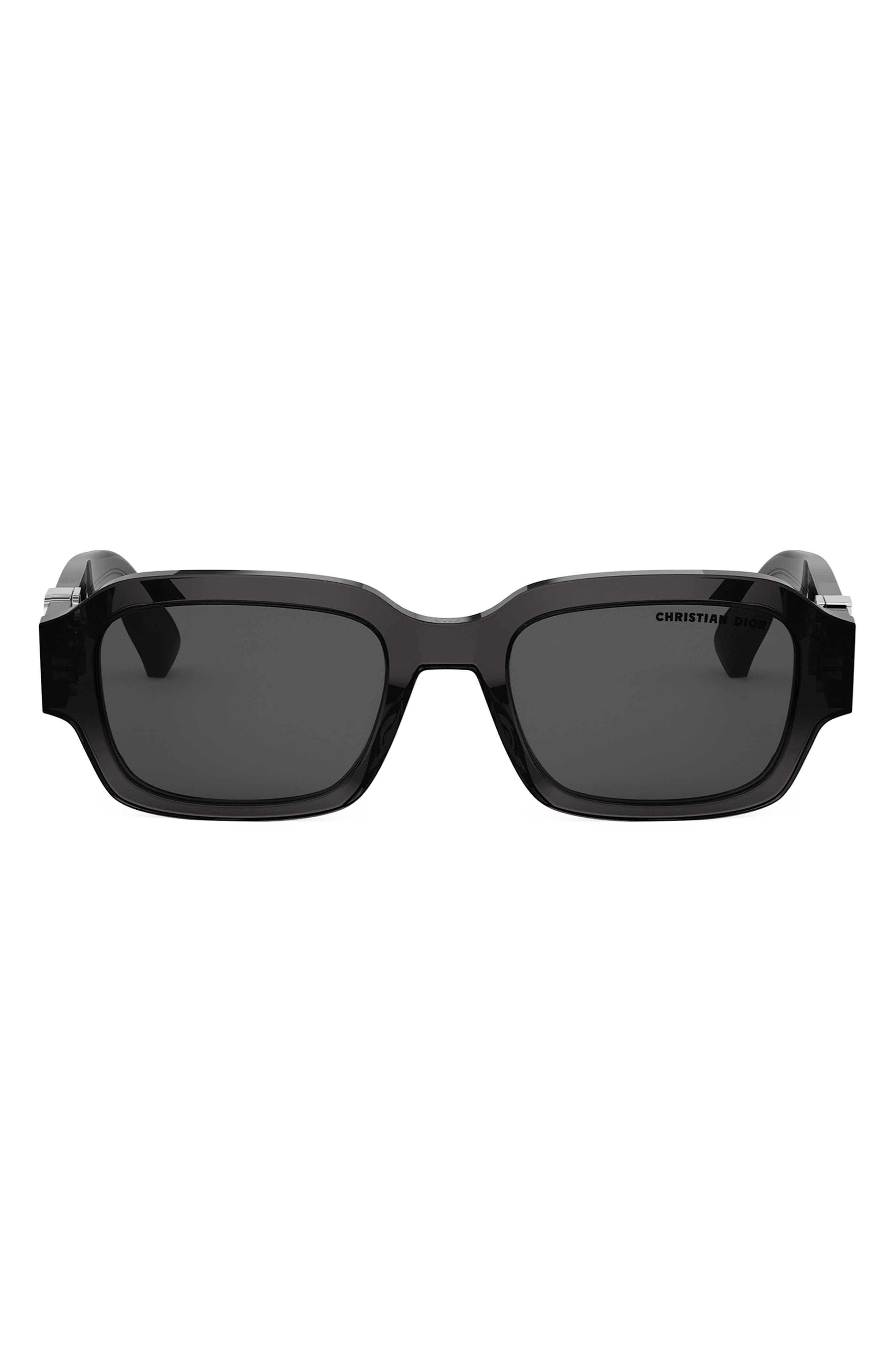 christian dior black tie 55mm rectangle sunglasses