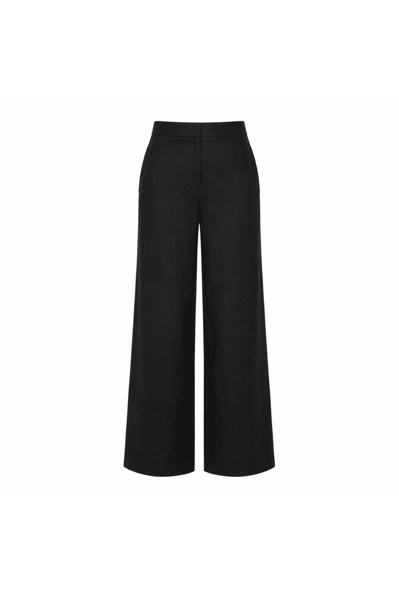 Azaleaora High Waist Linen Pants, Alternate, color, Black