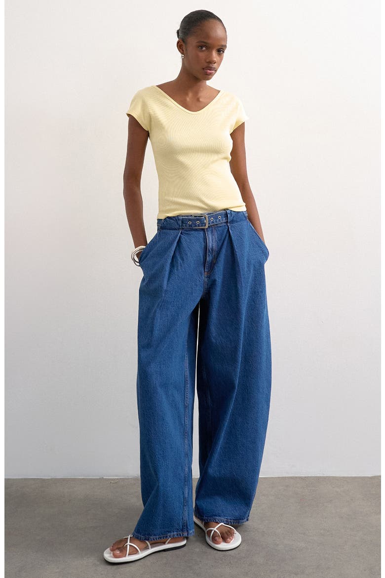 Double V-Neck Rib Knit Top, Alternate, color, BUTTERMILK