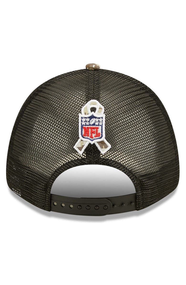 New Era Men's New Era Black/Camo Los Angeles Rams 2022 Salute To Service 9FORTY Snapback Trucker Hat, Alternate, color, 