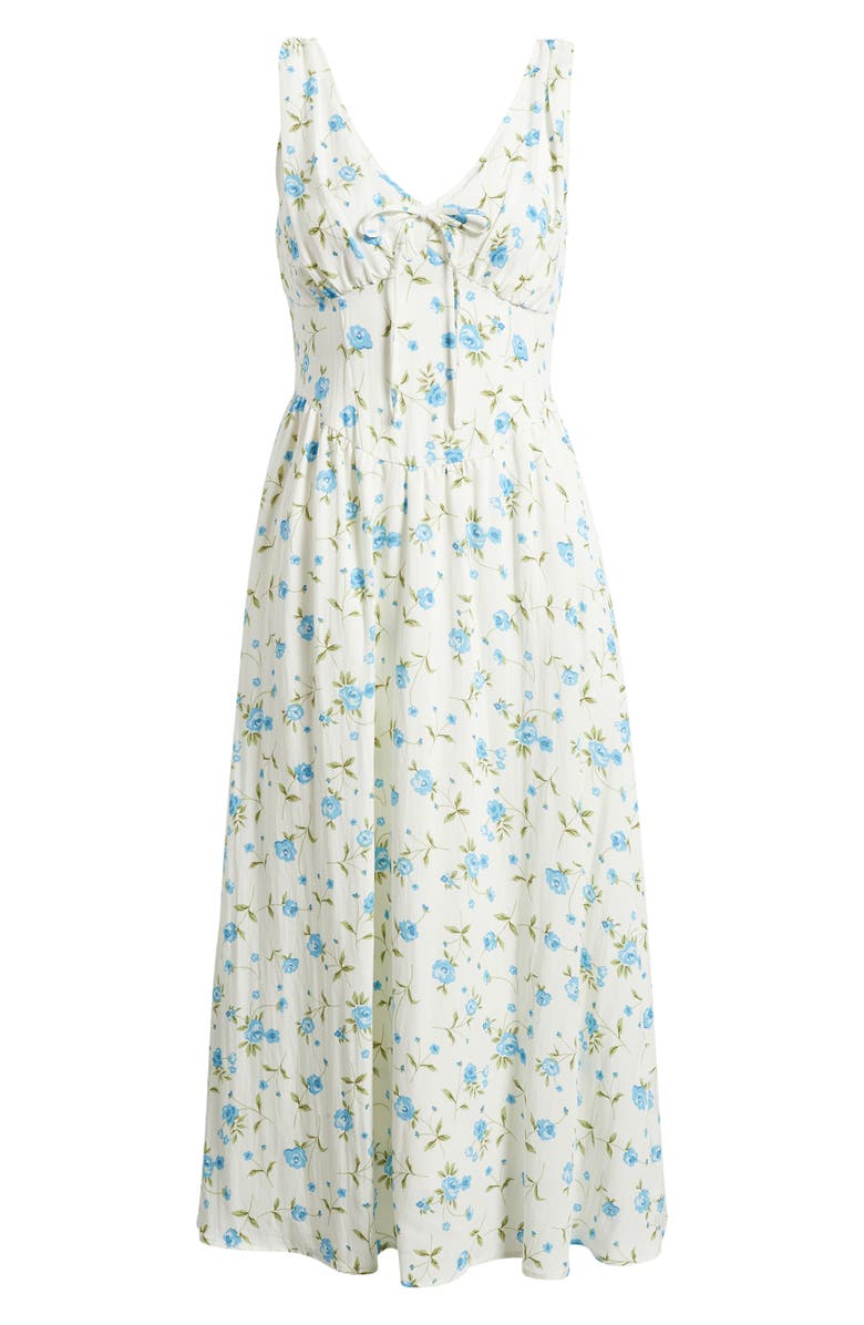 Blu Pepper Floral Print Sleeveless Midi Dress, Main, color, Ivory/Blue
