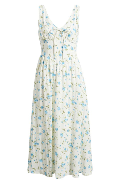 Floral Print Sleeveless Midi Dress