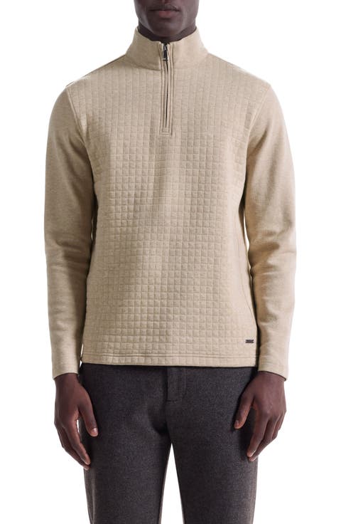 Waffle Quarter Zip Cotton Blend Pullover