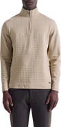 Bugatchi Waffle Quarter Zip Cotton Blend Pullover