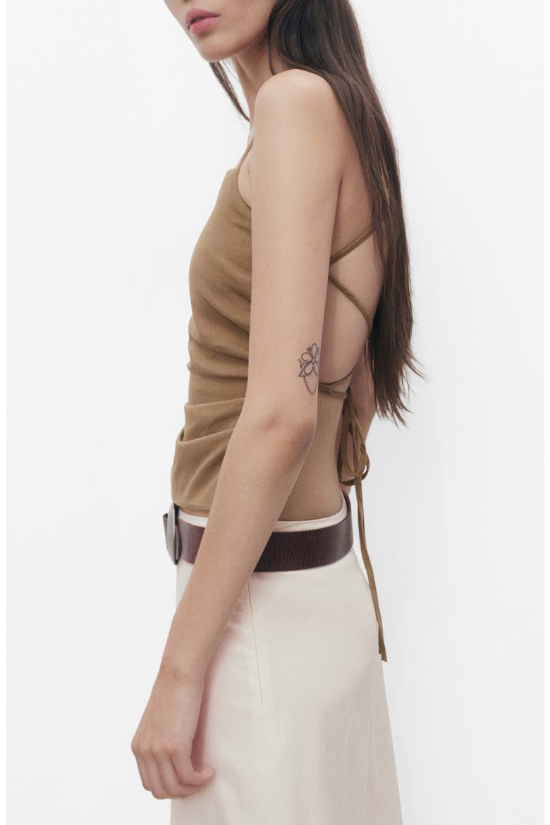 Crossback Cotton & Linen Top, Main, color, SAND