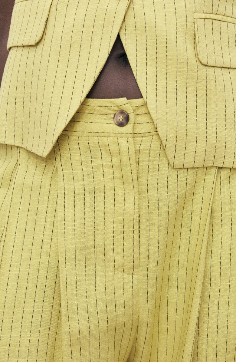 MANGO Luce Stripe Wide Leg Pants, Alternate, color, Lime