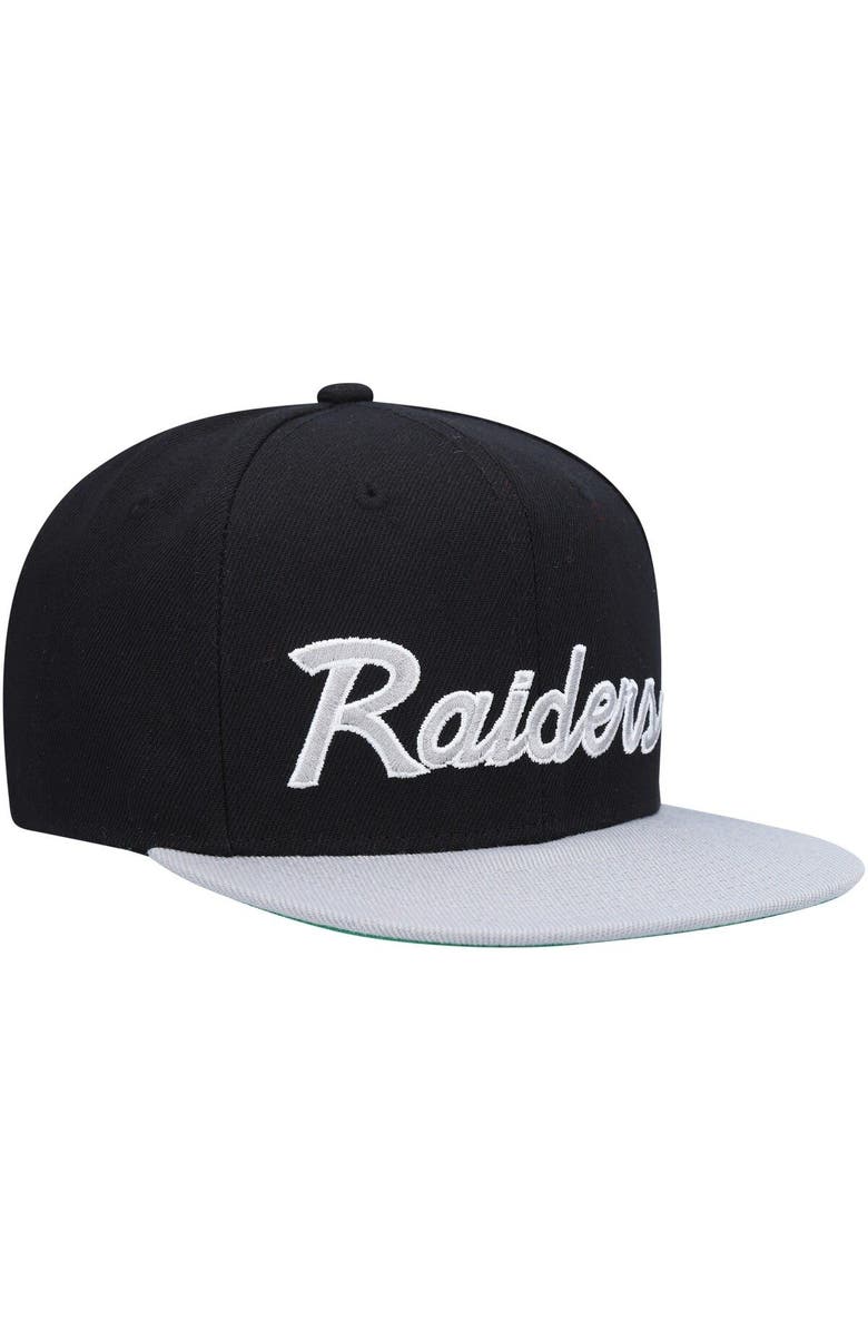 Mitchell & Ness Youth Mitchell & Ness Black/Gray Las Vegas Raiders Team Script Snapback Hat, Alternate, color, 