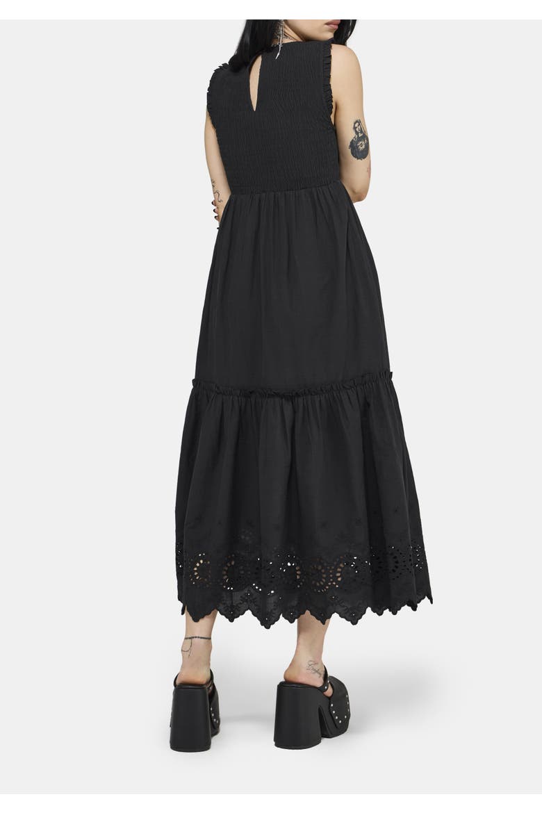 Noirette Broderie Midi Dress, Alternate, color, Black