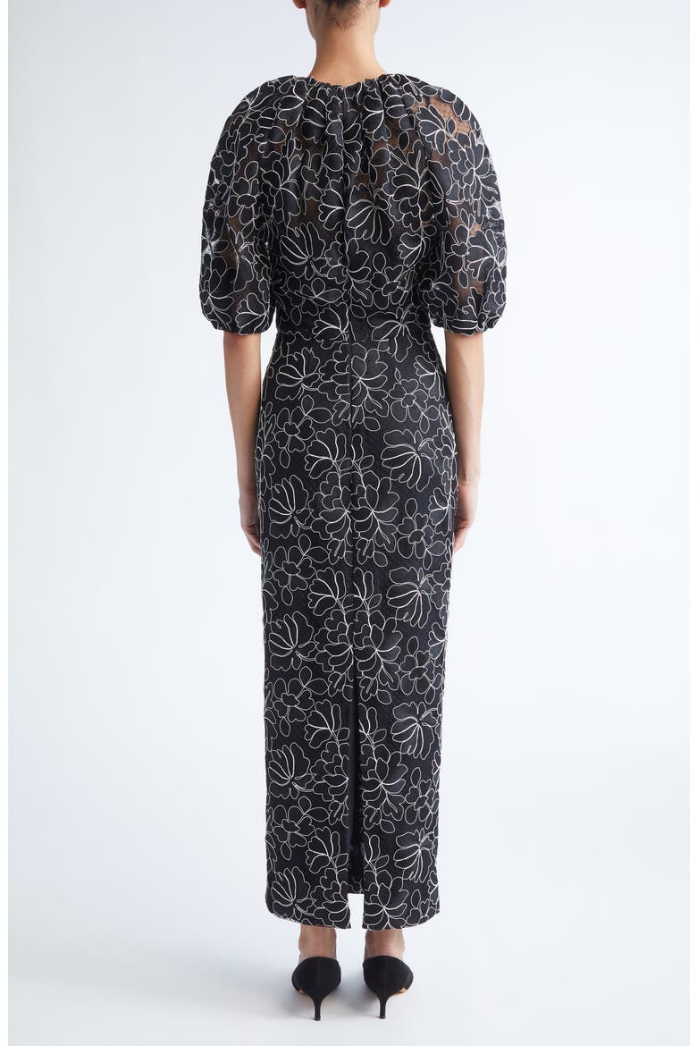 Naomi Floral Lace Dress, Alternate, color, BLACK/ IVORY