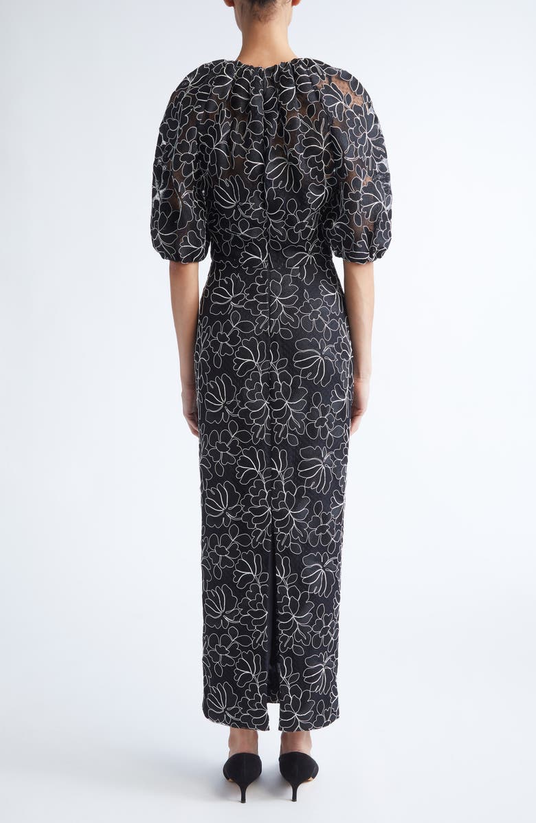 Lela Rose Naomi Floral Lace Dress, Alternate, color, Black/ Ivory