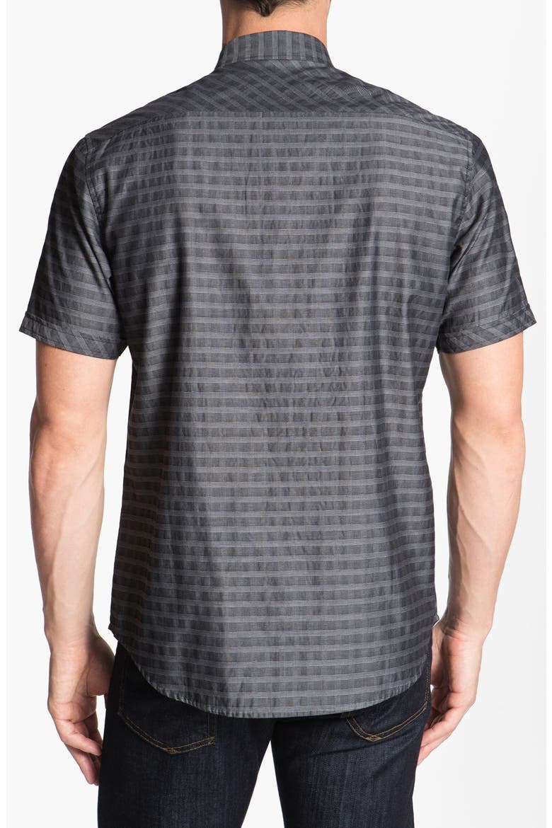 'Choctaw' Short Sleeve Sport Shirt, Alternate, color, BLACK