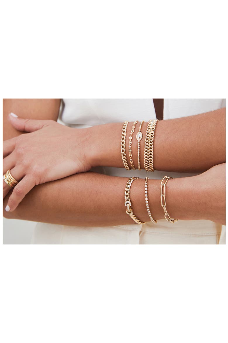 Vintage Pavé Diamond Horsebit Link Large Curb Chain Bracelet, Alternate, color, 14K YELLOW GOLD