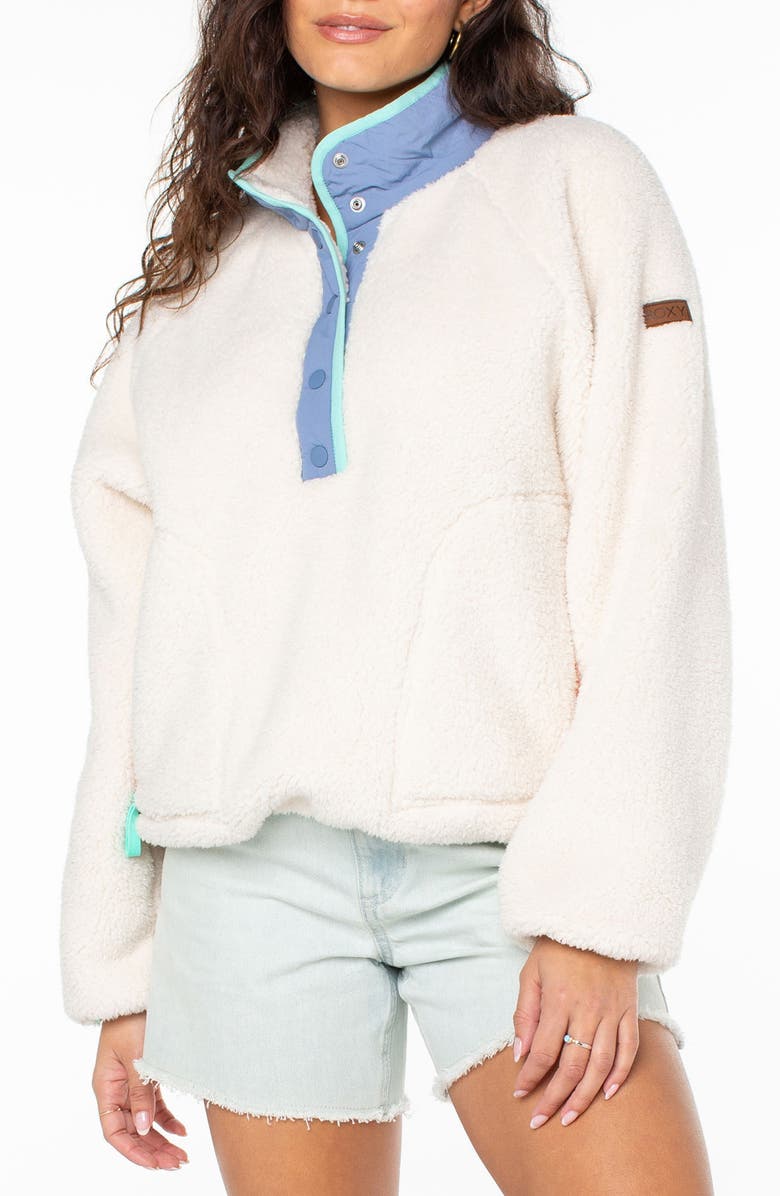Roxy Kipsie Fleece Pullover, Main, color, Egret