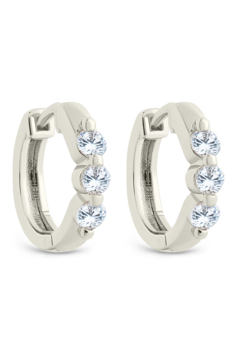 Normani Cubic Zirconia Polished Huggie Hoop Earrings, Alternate, color, SILVER