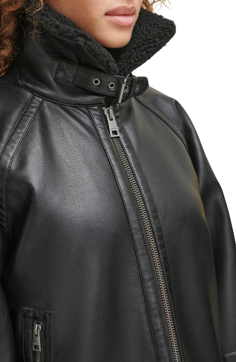 Levi's<sup>®</sup> Relaxed Faux Shearling & Faux Leather Aviator Jacket, Alternate, color,