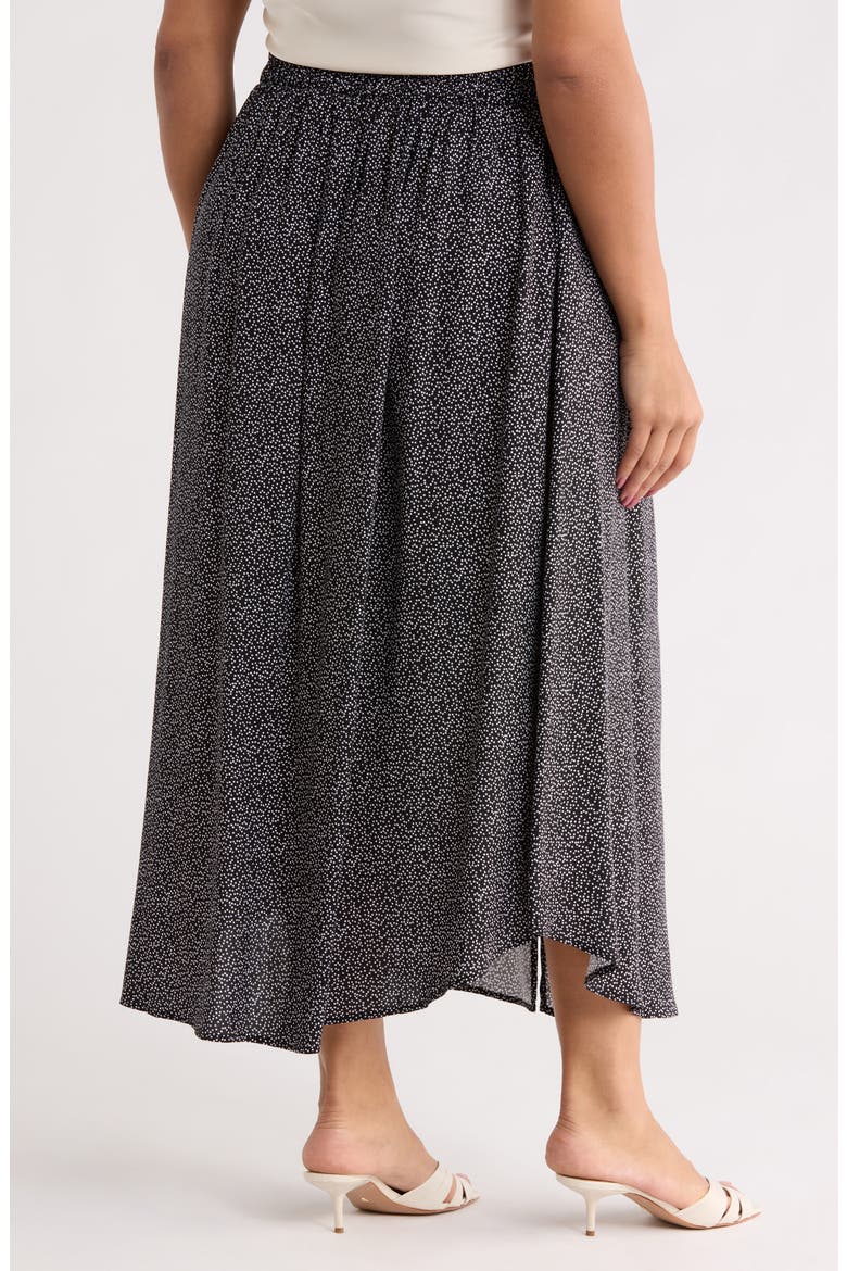 Dot Curved Hem Skirt, Alternate, color, BLACK