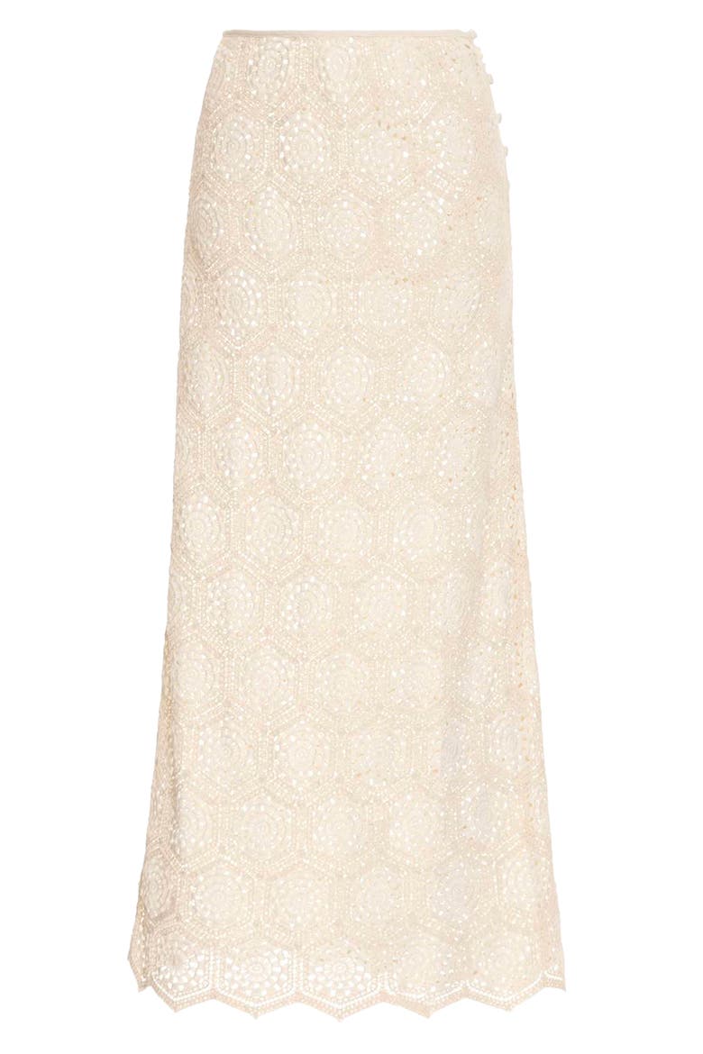Tove Seed Crochet Cover-Up Maxi Skirt, Alternate, color, IVORY