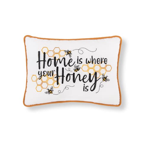 Home Is Where Your Honey Is Embroidered Throw Pillow, 9" x 12"