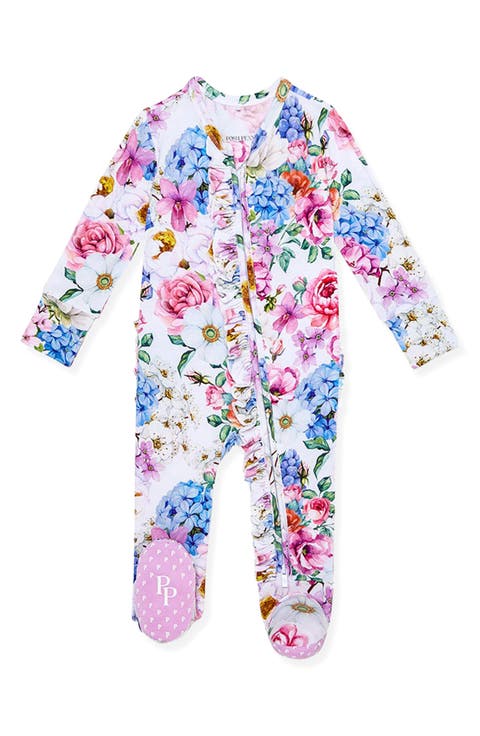 Cynthia Floral Ruffle Fitted Footie Pajamas (Baby)