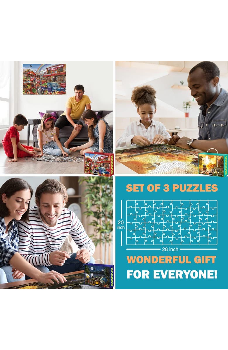 Quokka 1000-Piece Jigsaw Puzzle Collection for Adults - Travel, Animal and Fantasy Themes, Alternate, color, 3 Set Campfire