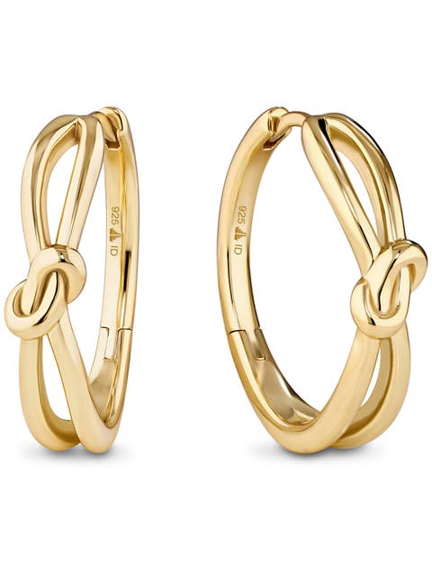 Love Knot Hoop Earrings in Gold Plated Sterling Silver, 23mm