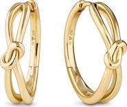 DEVATA Love Knot Hoop Earrings in Gold Plated Sterling Silver, 23mm