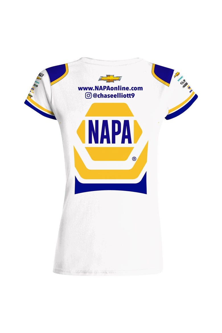 Women's Hendrick Motorsports Team Collection White Chase Elliott NAPA Sublimated Team Uniform T-Shirt, Alternate, color, White
