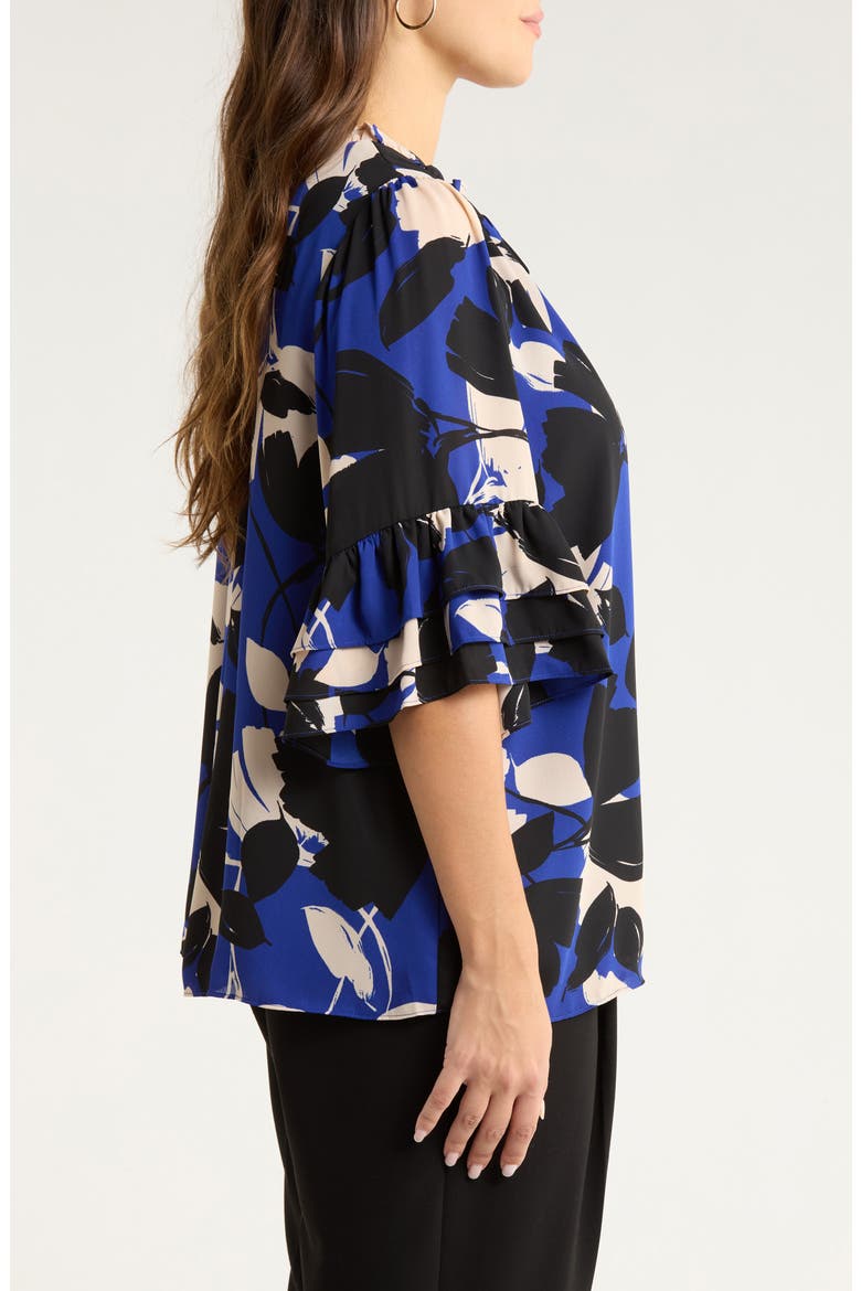 Anthem Print Ruffle Top, Alternate, color, BLUE-BLACK