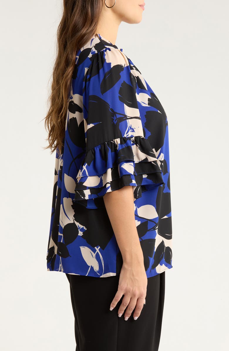 SUGARLIPS Anthem Print Ruffle Top, Alternate, color, Blue-Black