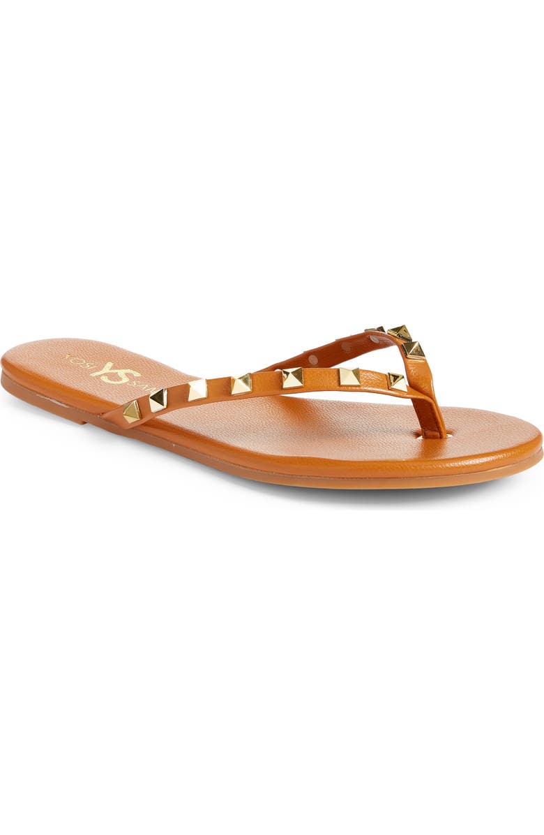 Yosi Samra Rivington Stud Flip Flop, Main, color, Cognac