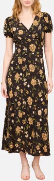 Blu Pepper Floral Puff Sleeve Midi Dress