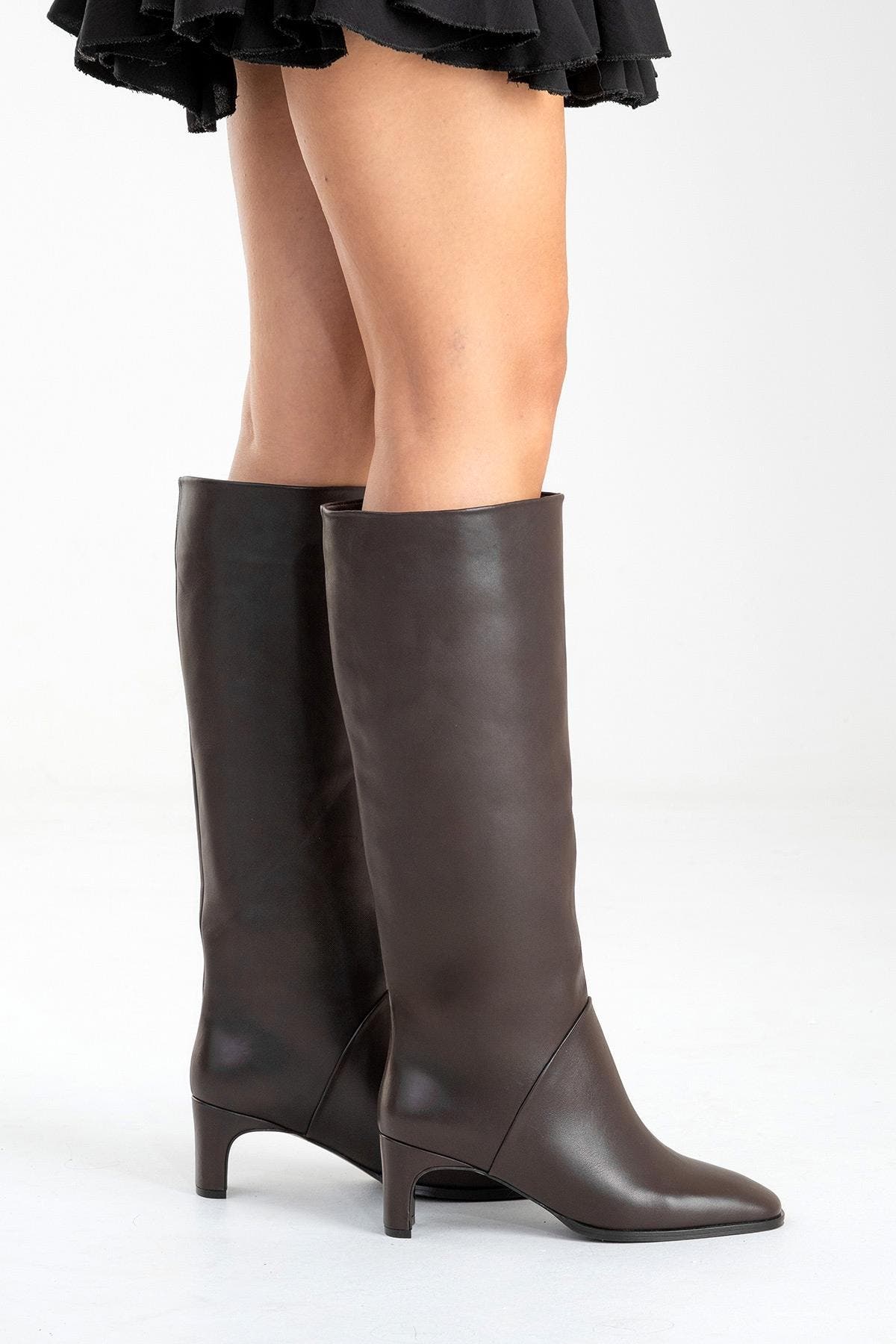Taly Leather Block Heel Knee High Boot, Alternate, color, Brown
