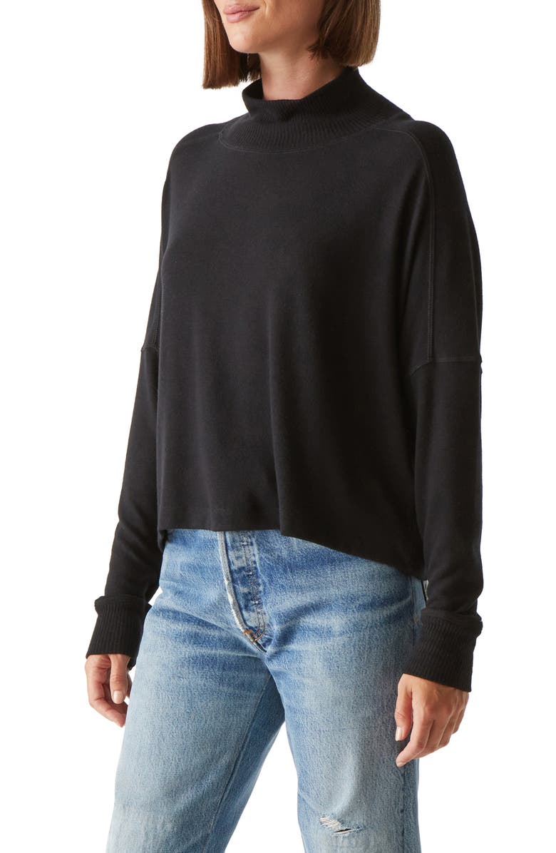 Michael Stars Frida Mock Neck Brushed Jersey Top, Alternate, color, Black