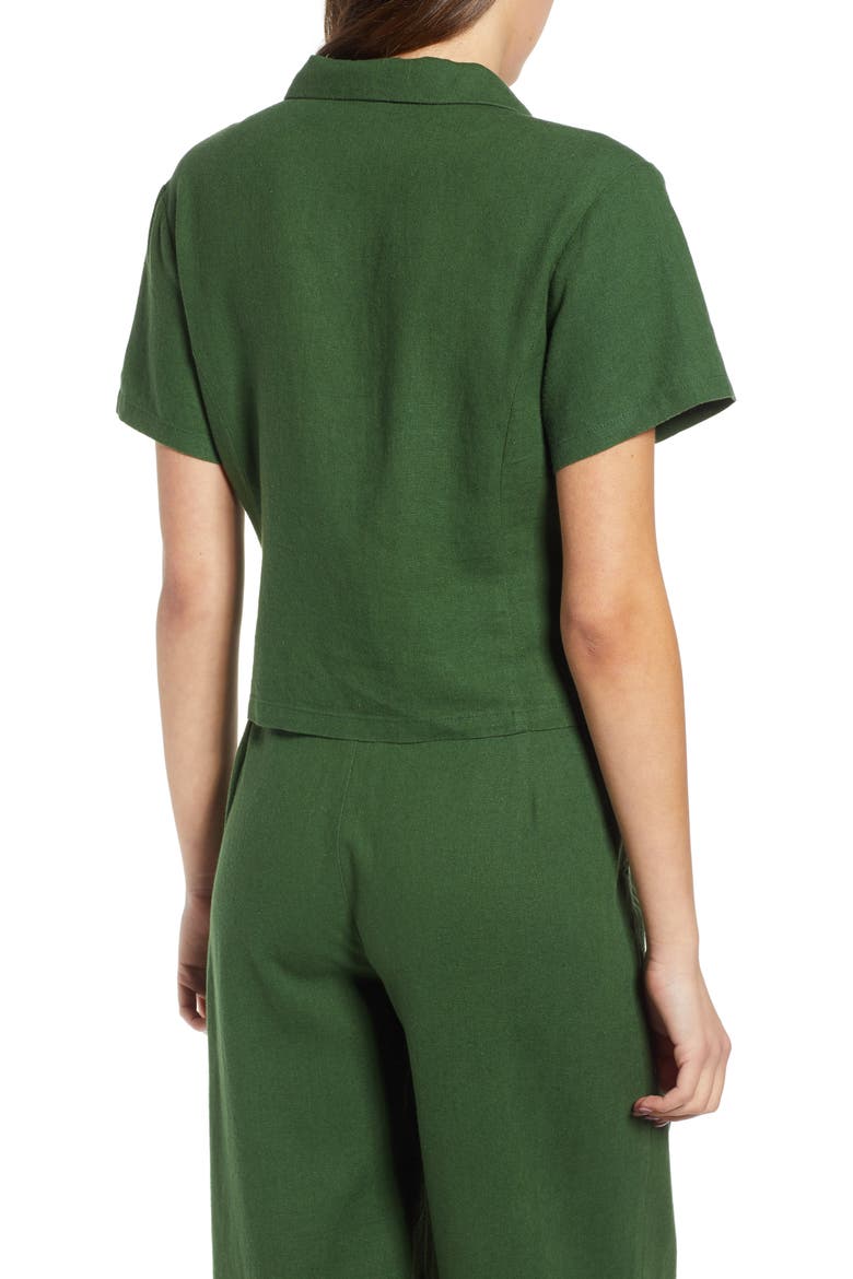 Linen Blend Crop Top, Alternate, color, GREEN PASTURES